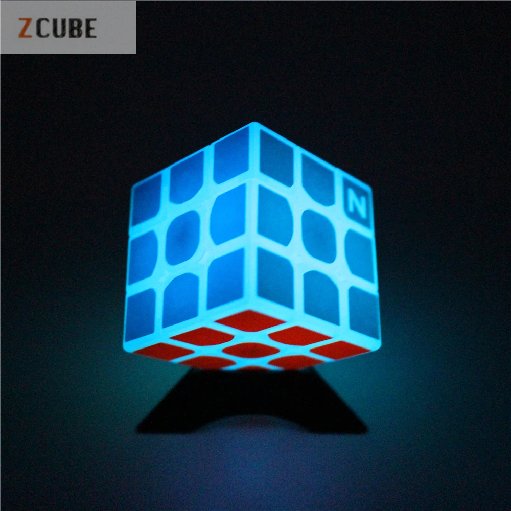 

Newest Zcube 3x3x3 Profissional Magic Cube Blue light Transparent Glow Competition Speed Puzzle Cubes cubo Pattern Stickers