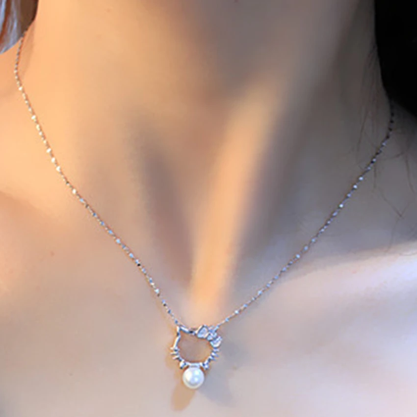 Посеребренные Шамбалы в силе Hello Kitty супе кристалл имитация жемчуга ювелирные