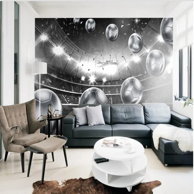 beibehang Customized 33d Stereo Soccer Field Expanding Space Modern Simple TV Living Room Bedroom Background Dwelling Decoration |