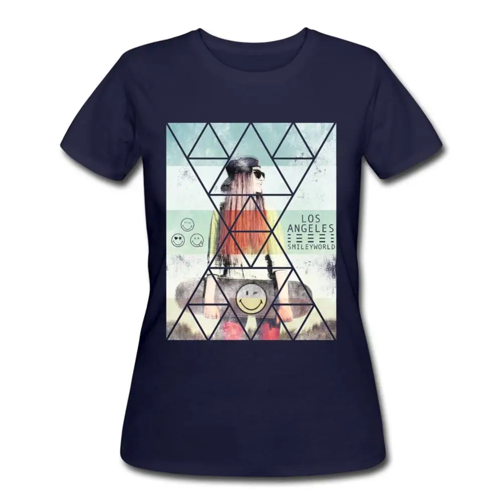 Смайлик Мир Лос Анджелес Скейтбордист Футболка Повседневная Смешно Femme Дизайн
