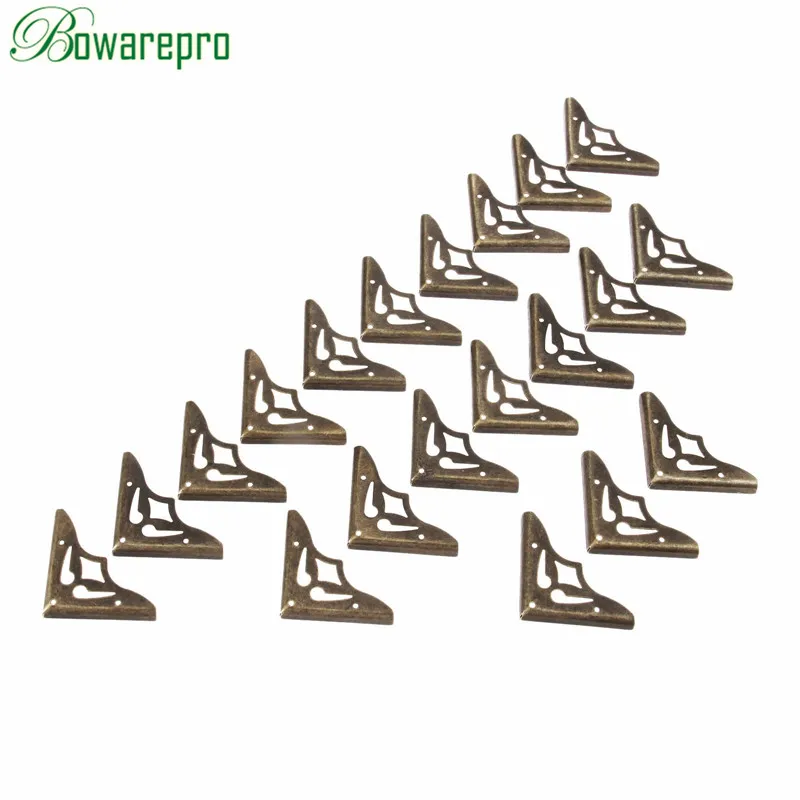 Bowarepro Античная бронзовая бижутерия коробка угловая ножка Деревянный чехол протектор для углов Декоративный уголок для мебели металл ремесло 20 шт