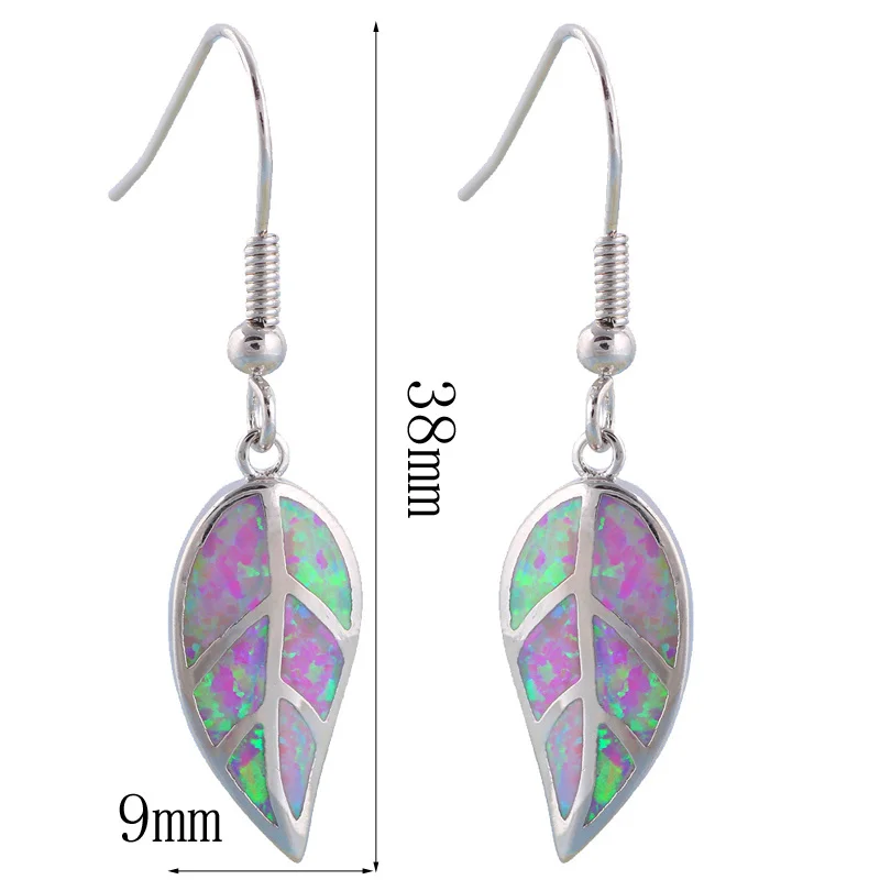 Популярные серебряные серьги-подвески в виде листа с белым огненным опалом оптом