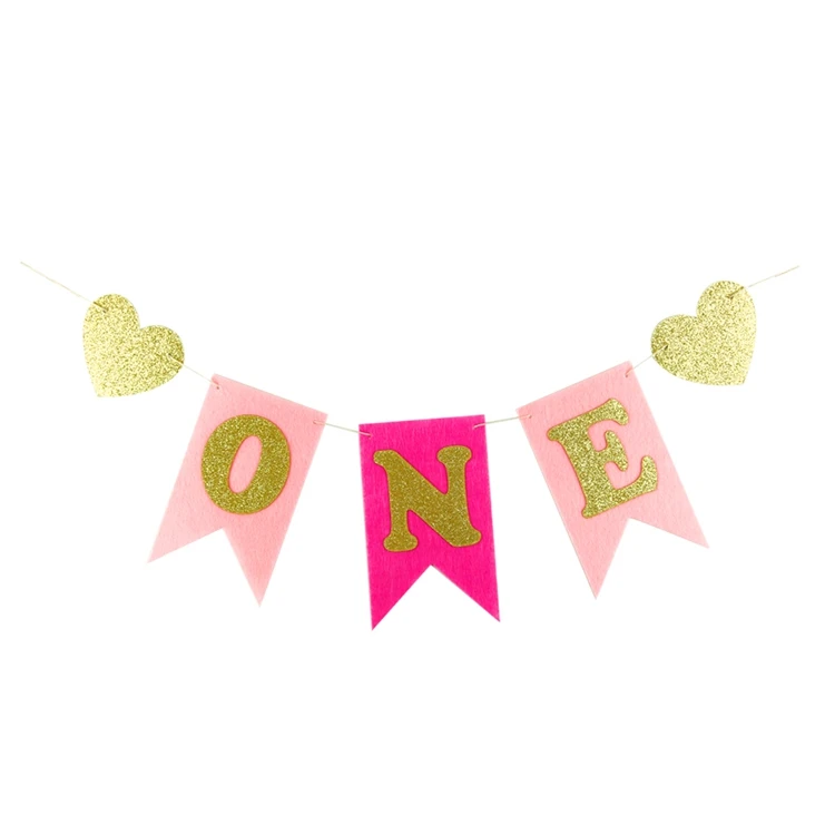 Pink one LAPHIL Baby 1st Birthday баннер 12 месяцев фоторамка овсянка первый день рождения украшения мальчик девочка мой 1 Год Вечерние принадлежности синий - Цвет: Pink one