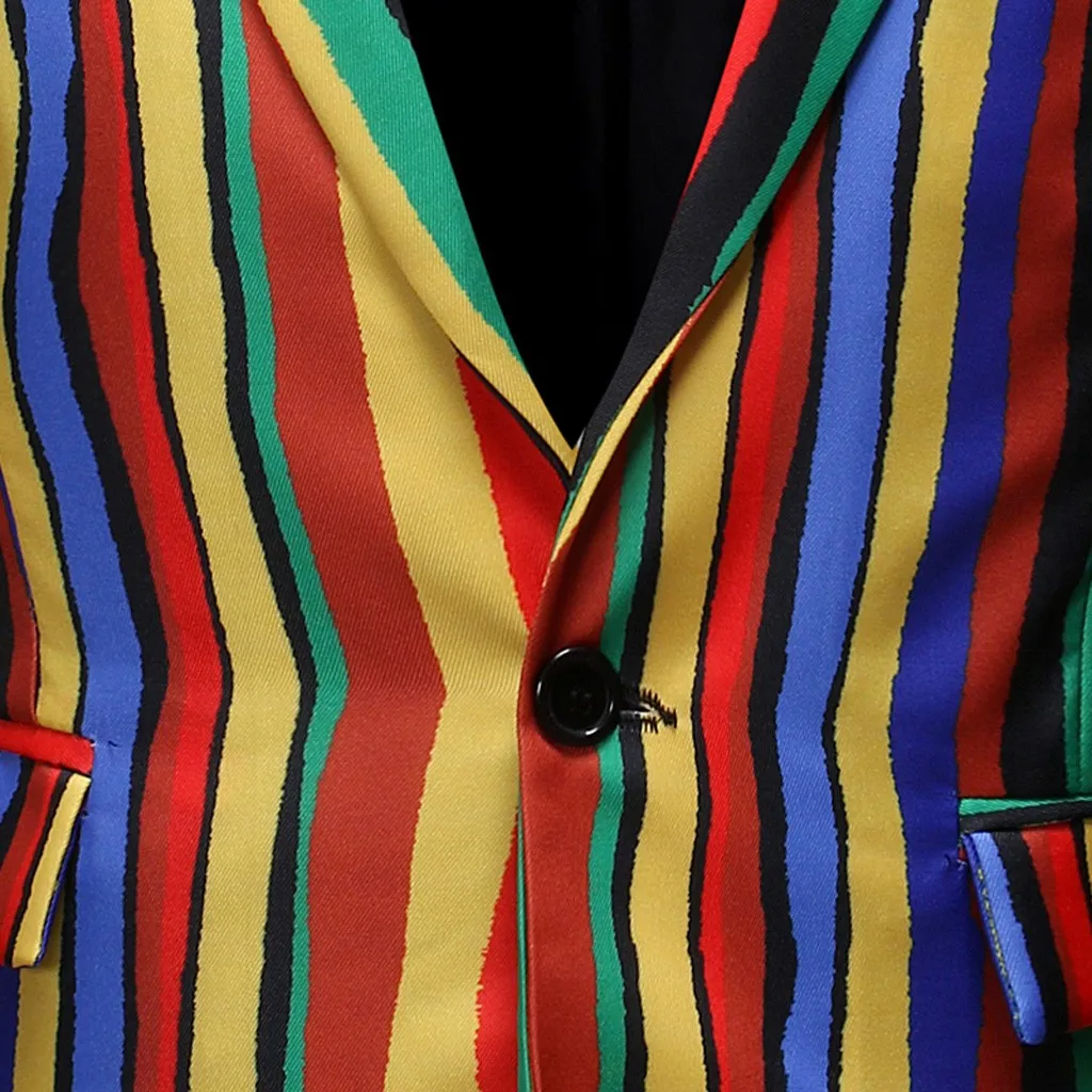 

Men's Striped Suit Notched Lapel Slim Fit Stylish Blazer Coat Jacket Print Blazer casacas para hombremen casual slim jacket Z709