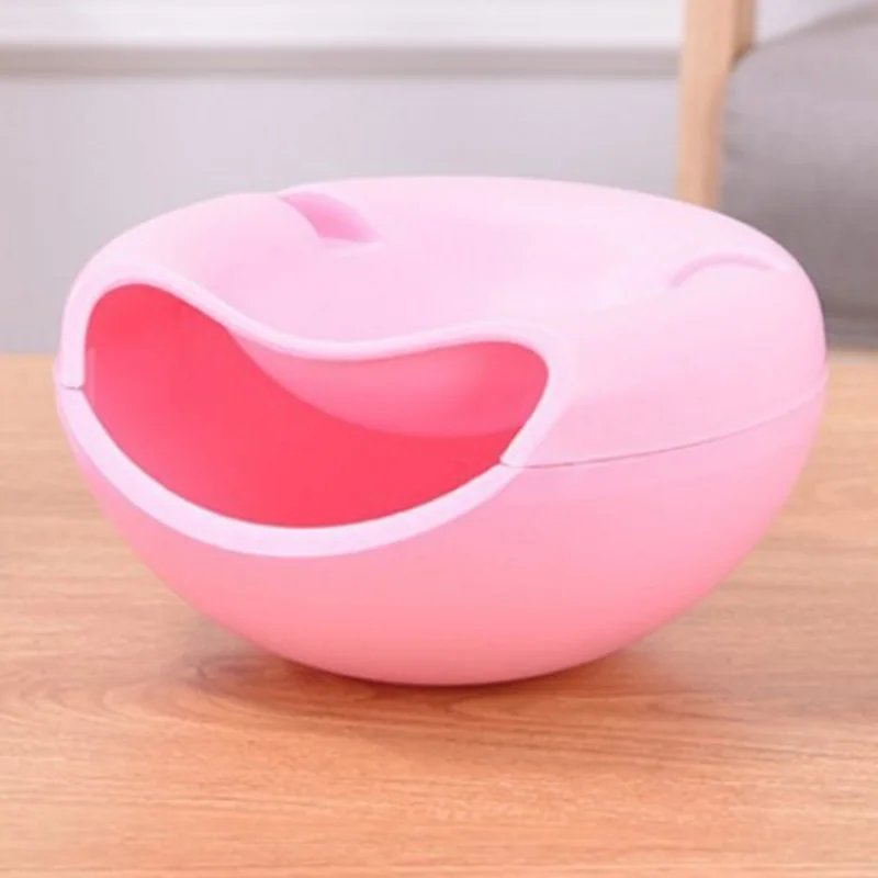 Pink Snack Bowl Ленивый Снэк чаша семена орехи конфеты и сухие фрукты коробка для хранения креативная форма два слоя с держателем телефона для ТВ - Цвет: Pink Snack Bowl