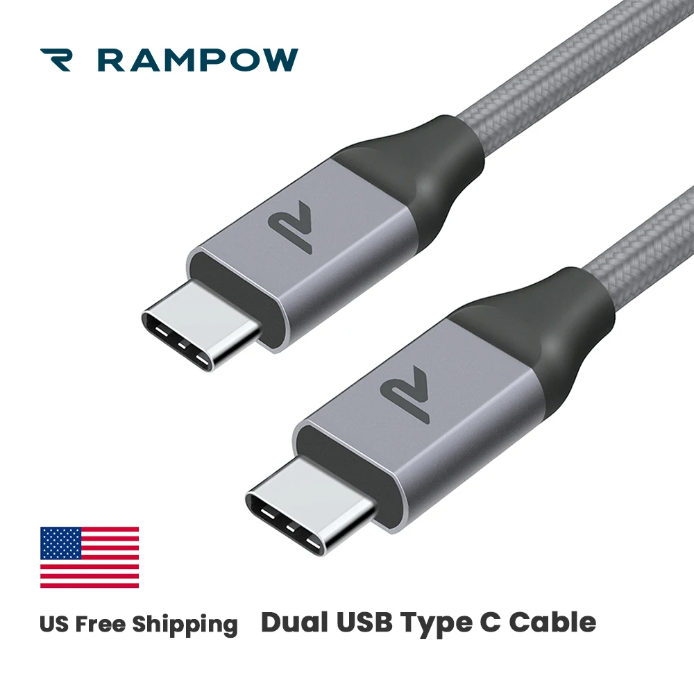 RAMPOW 60 Вт Двойной usb type C кабель 2 м/6 5 фута USB к для samsung S9 PD Быстрая зарядка MacBook