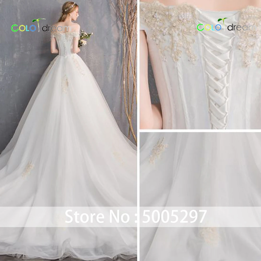 Свадебное платье трапециевидной формы со шлейфом vestido de novia простое кружевное без
