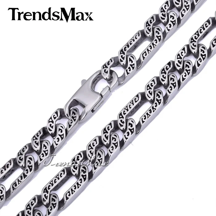 Мужская цепочка из Фигаро кожи Trendsmax для мальчиков с любой длиной 10 мм