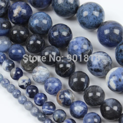 Круглые свободные каменные бусины-разделители голубой содалит натуральный