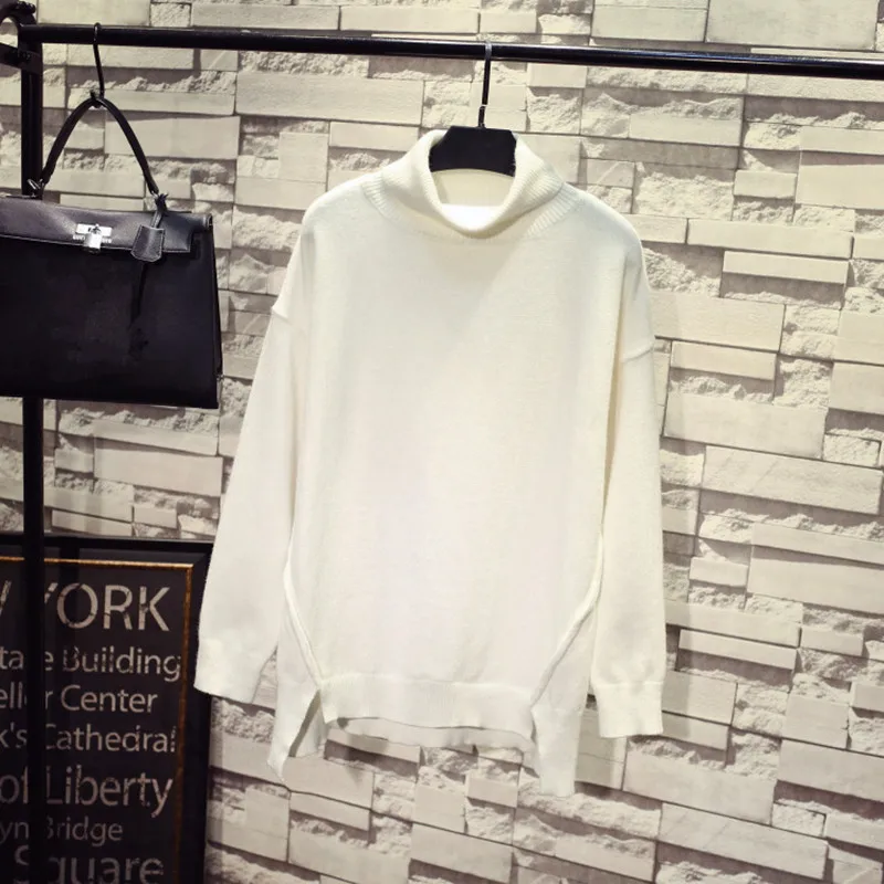 21Club Thick section Turtleneck Sweater 2017 New Autumn Winter Loose Pllouvers Tops Plus Size Famous Brand Women White Sweaters | Женская