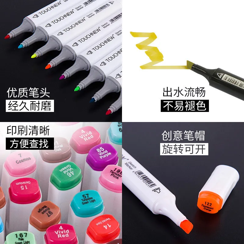 

Touchnew 60 80 Colors Dual Head marker pen Set for school Sketch Markers Brush Pen For Draw Manga fashion Design Art Supplies