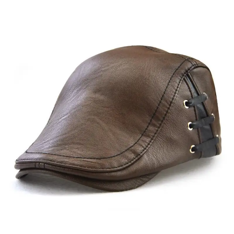 Зимние теплые мужские шапки из искусственной кожи Visors|Бейсболка с регулируемым