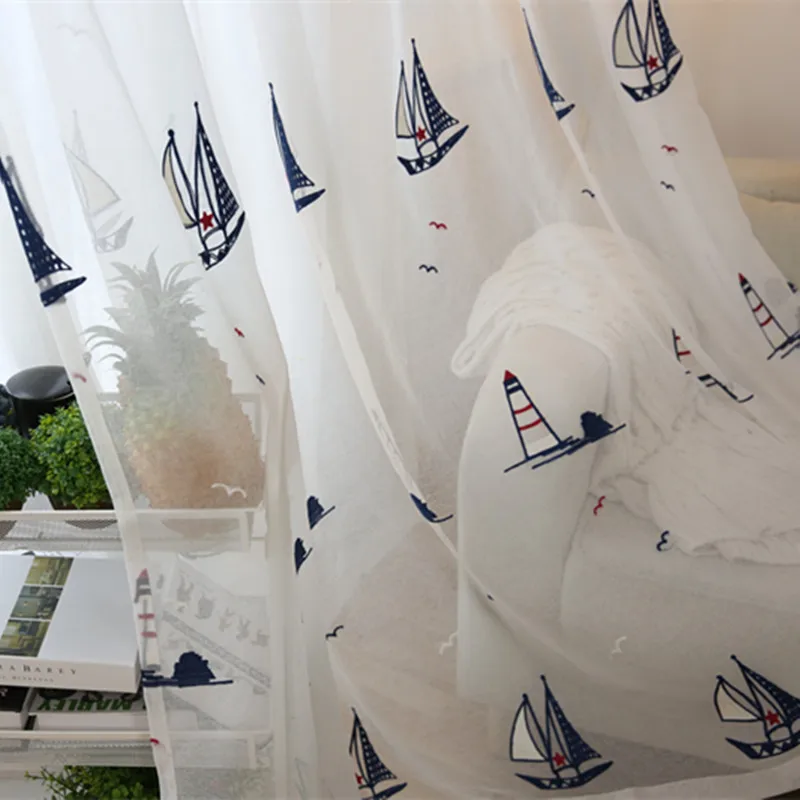 Новые кафе Dormitorio парусная лодка шторы Вышитые Тюль для гостиной оконные