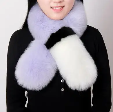 

Autumn and Winter women's faux fox fur stripe scarf women's long design faux muffler scarf collar winter fur scarf