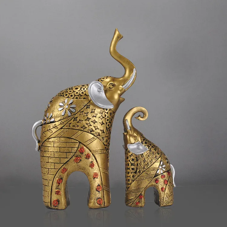 gold Украшения для спальни, аксессуары для мамы и детей, украшение статуи слона, скульптура животного, украшение для интерьера, Золотая статуэтка слона - Цвет: gold