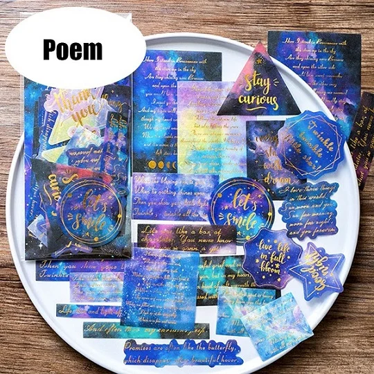 poem 60 листов/упаковка Kawaii Скрапбукинг Декор телефона стационарные дневник этикетки галактические наклейки фото наклейки в альбом 2018NEW - Цвет: poem