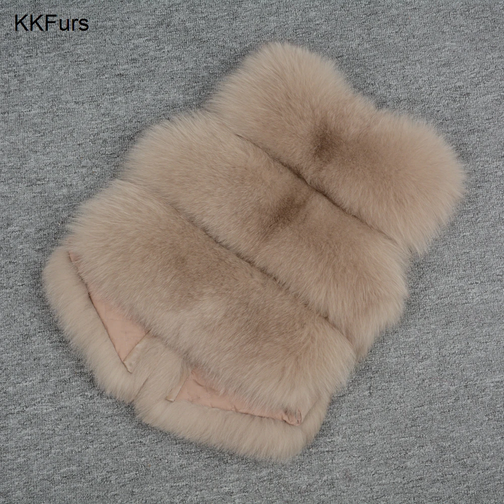 JKKFURS Новое поступление женские жилеты из натурального Лисьего меха высокого качества женские модные стильные жилеты из натурального меха 3 ряда куртки S7162