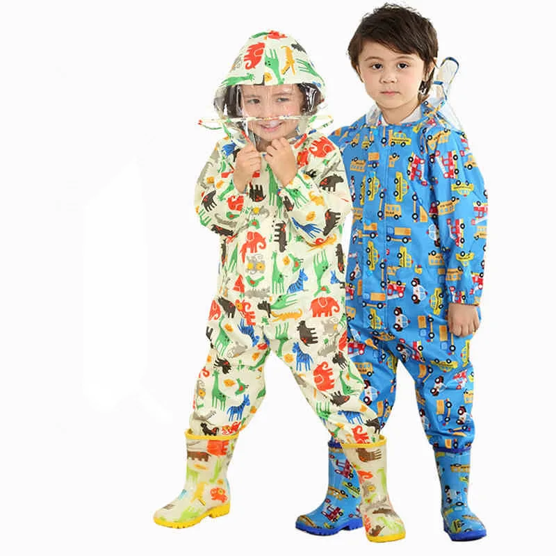 

80-120CM Waterproof Raincoat For Children Kids Baby Rain Coat Poncho Boys Girls Primary School Students Siamese Rain Suit