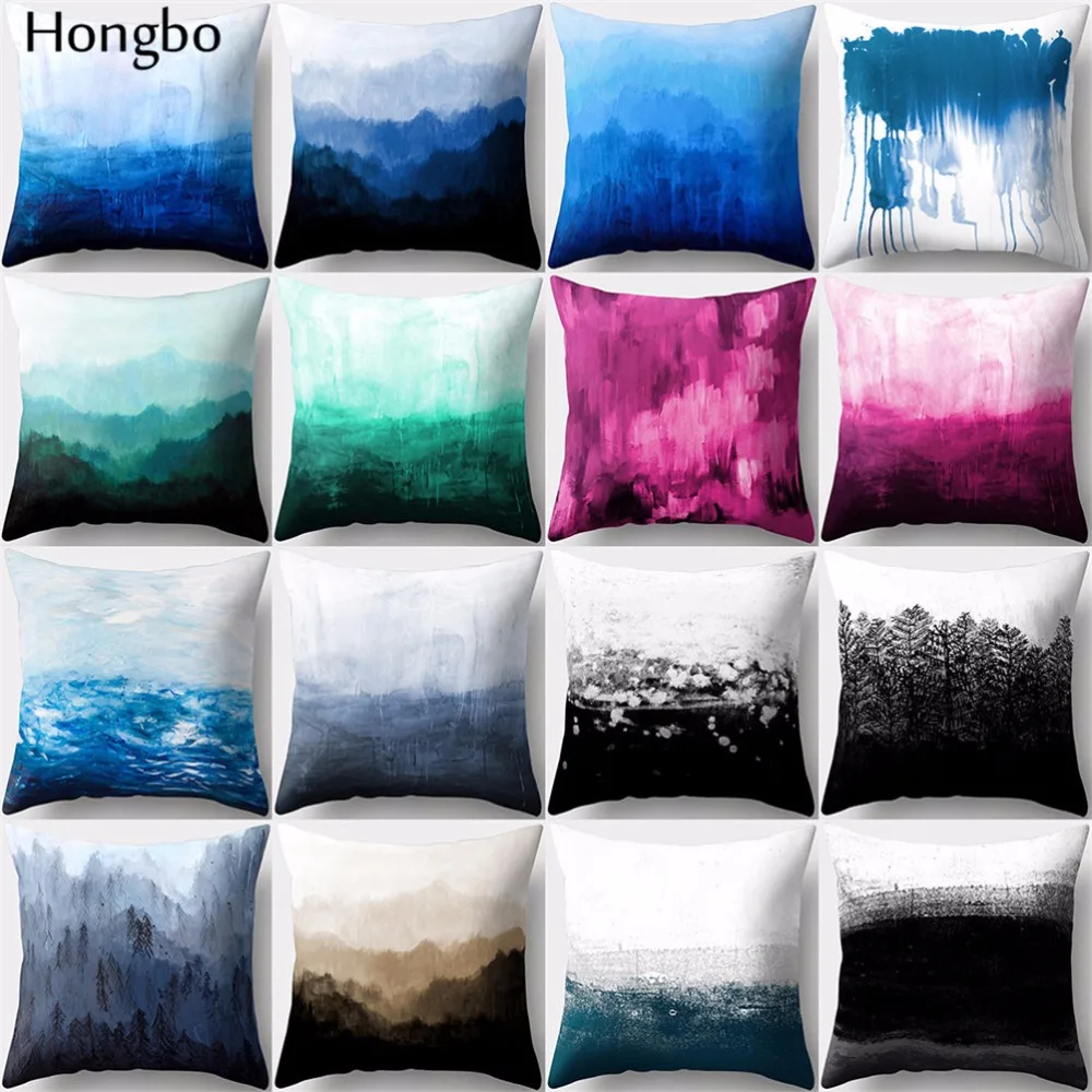 

Hongbo 1 шт. разноцветная масляная живопись горная волна Полиэстеровая Подушка Чехол для дивана Наволочка декоративная наволочка для подушки