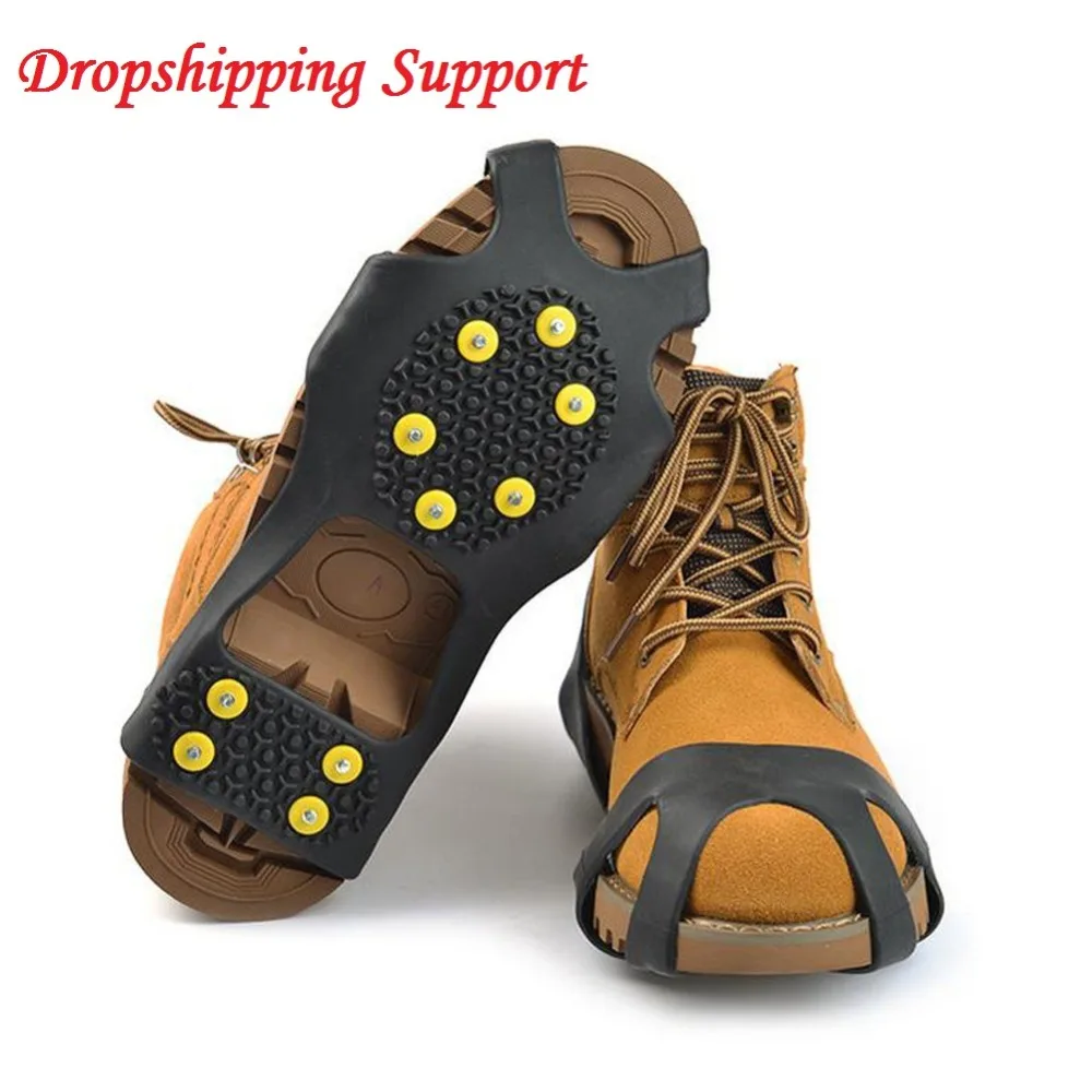 

4 размера 10 шипов обувь с шипами захваты для снега ледяной снег шипы зажимы скобы зимняя Альпинизм Кемпинг нескользящая обувь чехол