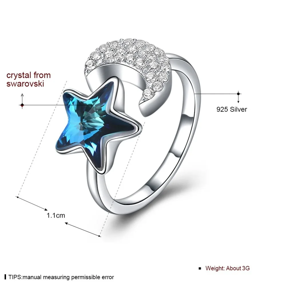 LEKANI кольцо с кристаллами из кольца swarovski 925 маленькая звезда Открытое простой