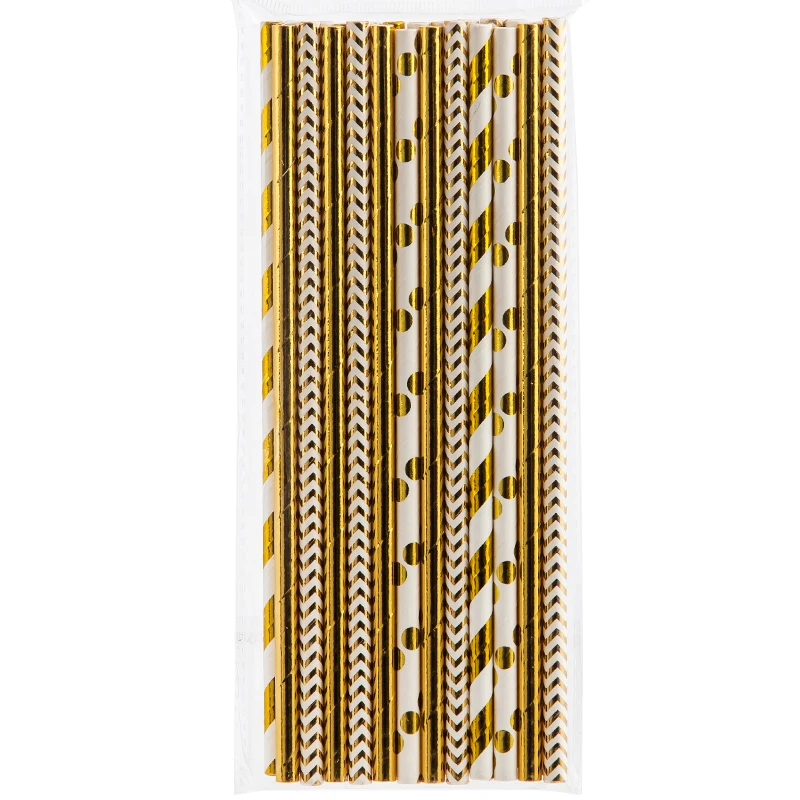 

50pcs/lot Foil Gold /Silver Design PaperStraws Drinking Straws for Christmas birthday wedding decorative party event supplies