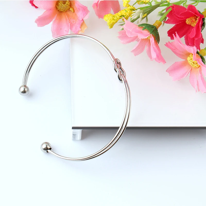 Stainless Steel Bracelet Fashion Knot Cuff Bracelets & Bangles Women Jewelry Simple Glossy Open Bangles LOVE Valentine Day Gift
