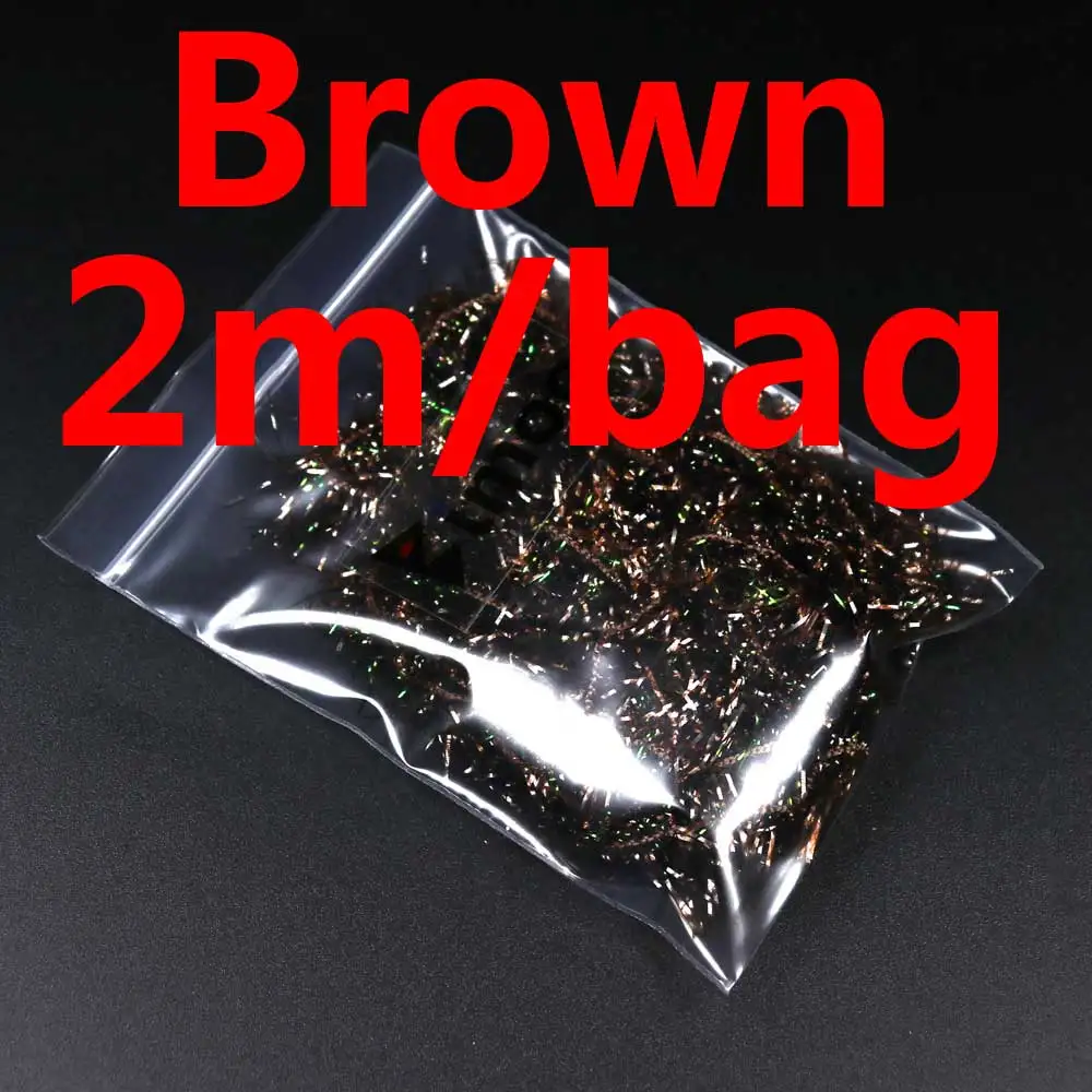 Brown Bimoo 2 м/уп. 2,5 см ширина Krystal лед синель для Стример Летать связывания материал коричневый оранжевый жемчуг белый цвет - Цвет: Brown