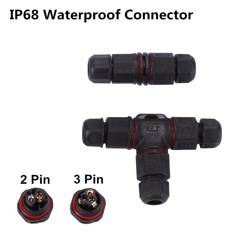 

6MM 8MM 10MM Waterproof Cable Connector IP68 Wire Outdoor Electrical Terminal LED Adapter 2pin 3pin I T Cross Shape Connector