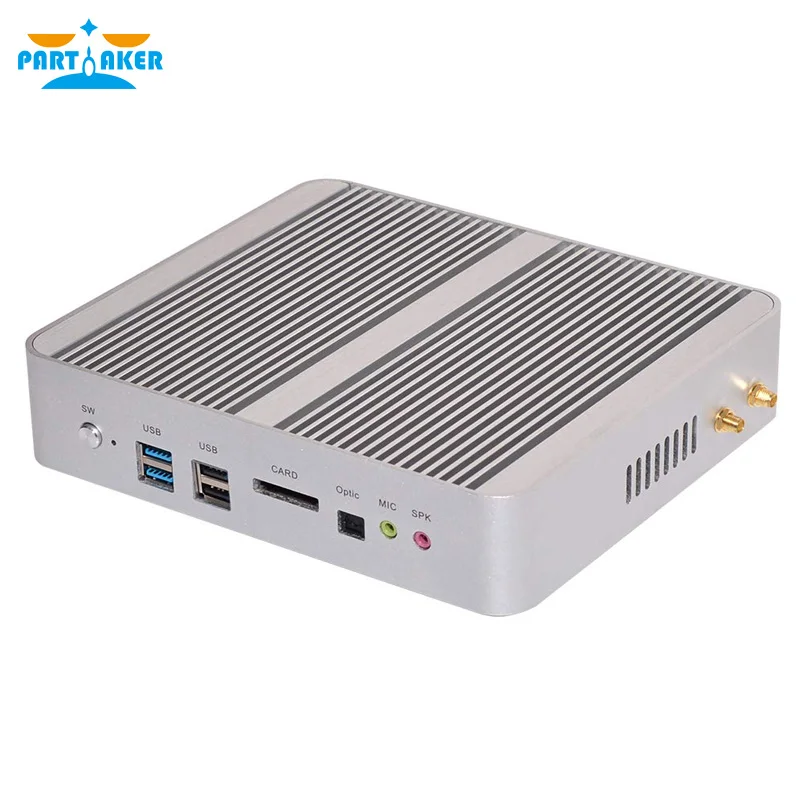Partaker Nuc Kaby Lake Fanless Mini PC Core i5 7260U Win10 Pro 4K HTPC Micro Computer Nettop HDMI VGA
