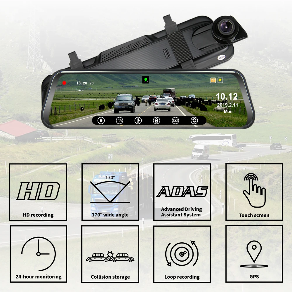 Anstar Android 4G 10 ''зеркало заднего вида ночного видения Автомобильное Зеркало FHD 1080P Dash Cam ADAS gps зеркало заднего вида Автомобильный видеорегистратор