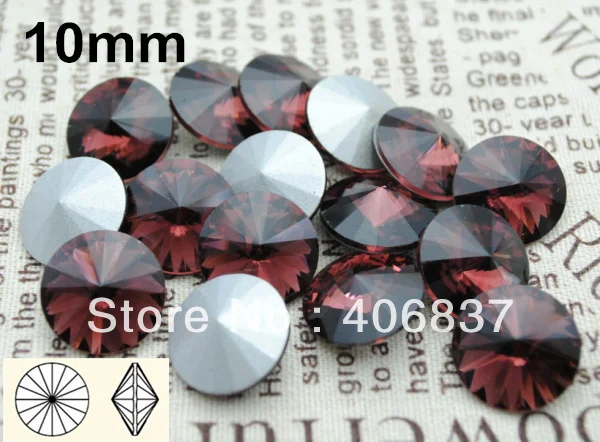 

200pcs/Lot, 10mm Light Burgundy Crystal Rivoli Stones, Free Shipping! Chinese Top Quality Crystal Rivoli