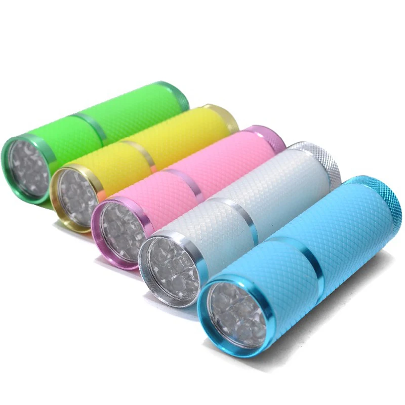 2018 1pc Mini 9 LED uv Gel Curing Lamp without battery Portability Nail Dryer Flashlight Currency Detector Aluminum Alloy|curing lamp|gel curing
