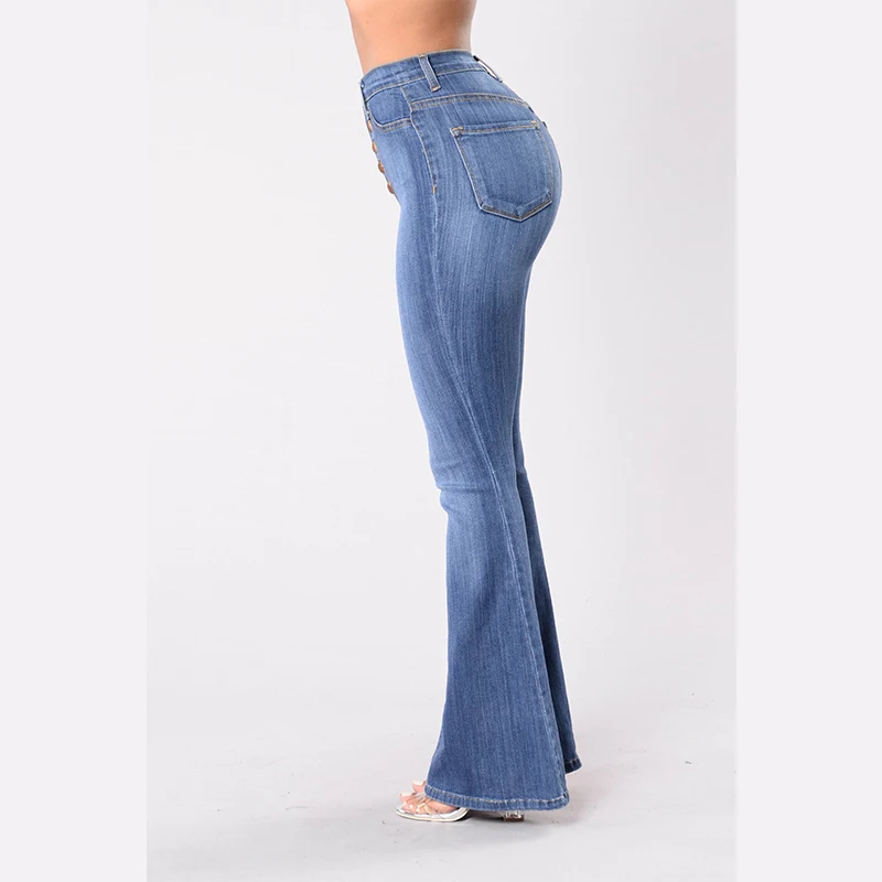 Женские синие расклешенные джинсы с низкой посадкой модель 2019 года джинсовые