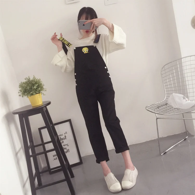 Новые модные женские комбинезоны Kawaii С мультяшным принтом, женский комбинезон с карманами, женский комбинезон ярких цветов, студенческий стиль, женские комбинезоны