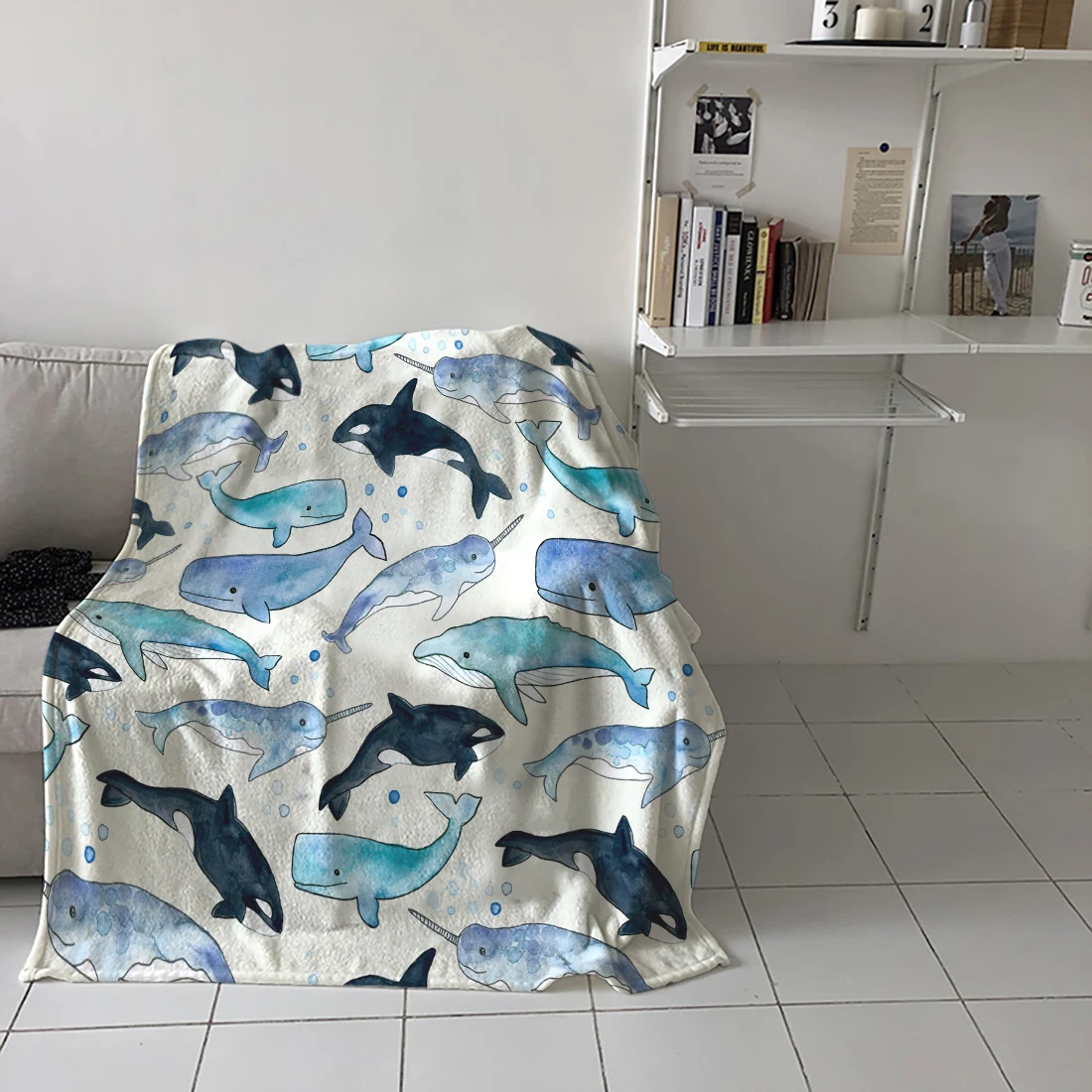Китов Orcas& Narwhals плед теплое одеяло из микрофибры фланелевое одеяло