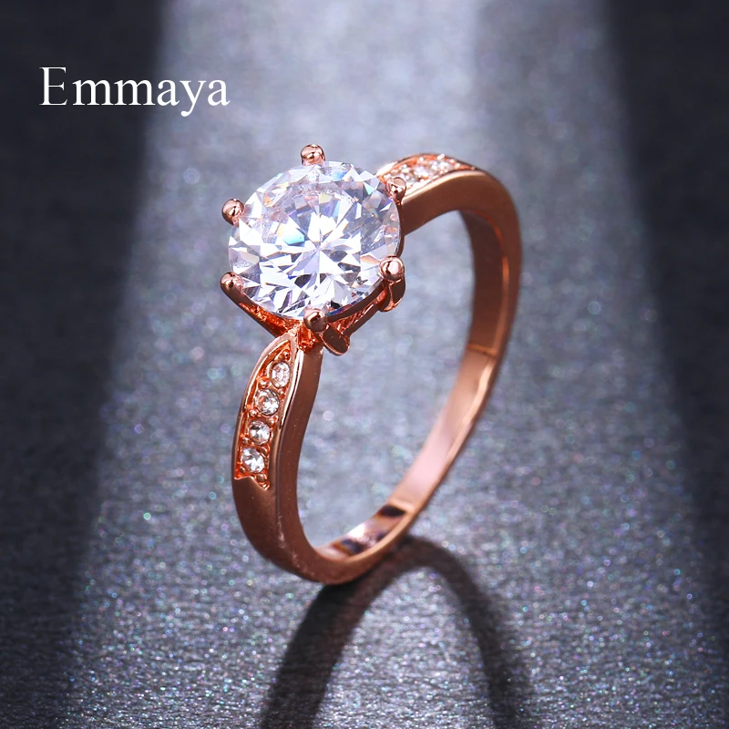 Emmaya AAA циркониевые обручальные кольца для женщин Цвет розового золота женские