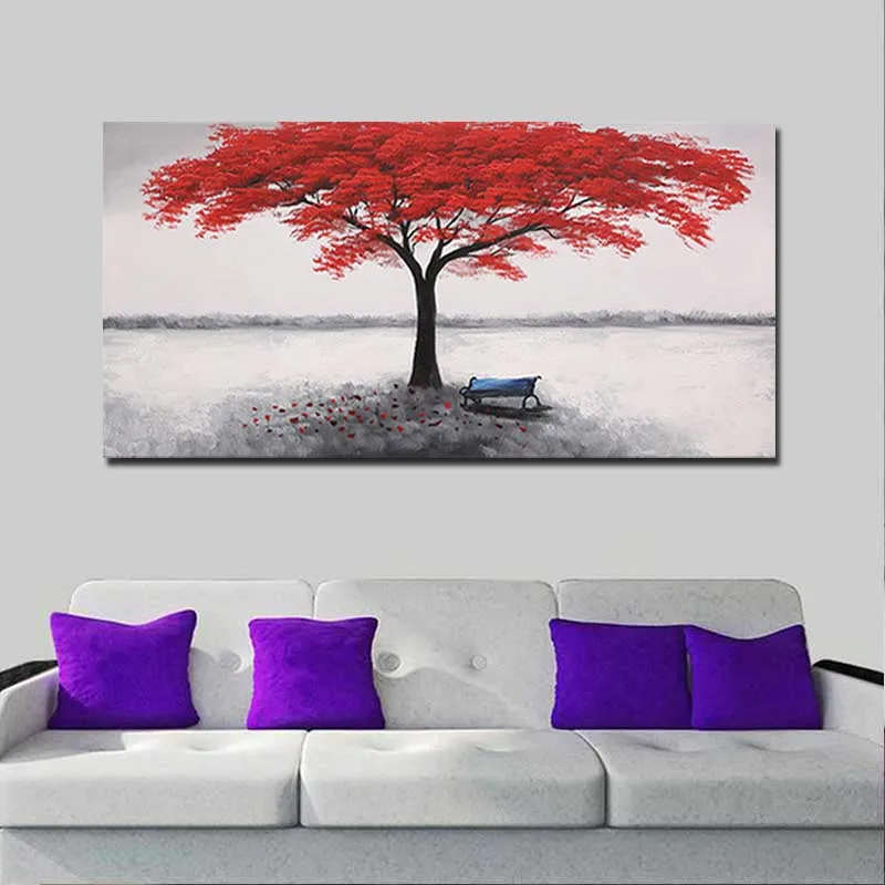

Hand Painted Abstract Yellow Tree Canvas Oil Painting Abstract Wall Picture Living Room Home Wall Art Decoration Drop Shipping
