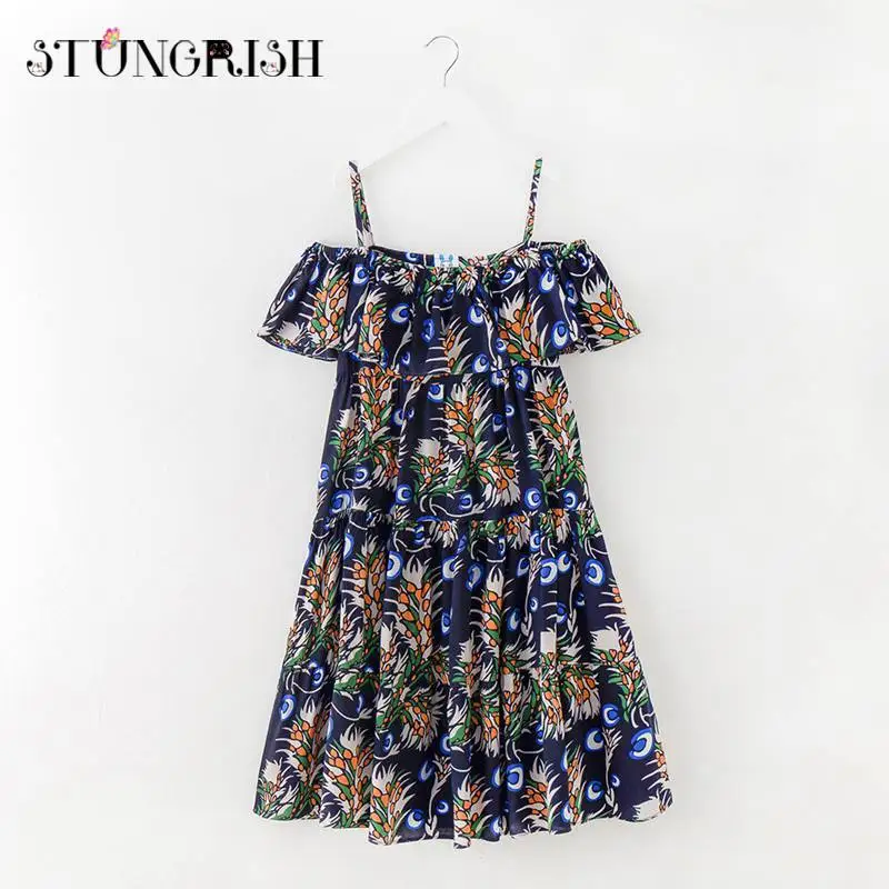 Girls dress elegant beach style children casual strapless blackless frocks summer kids clothhing party wear for 4-14Yrs | Детская одежда