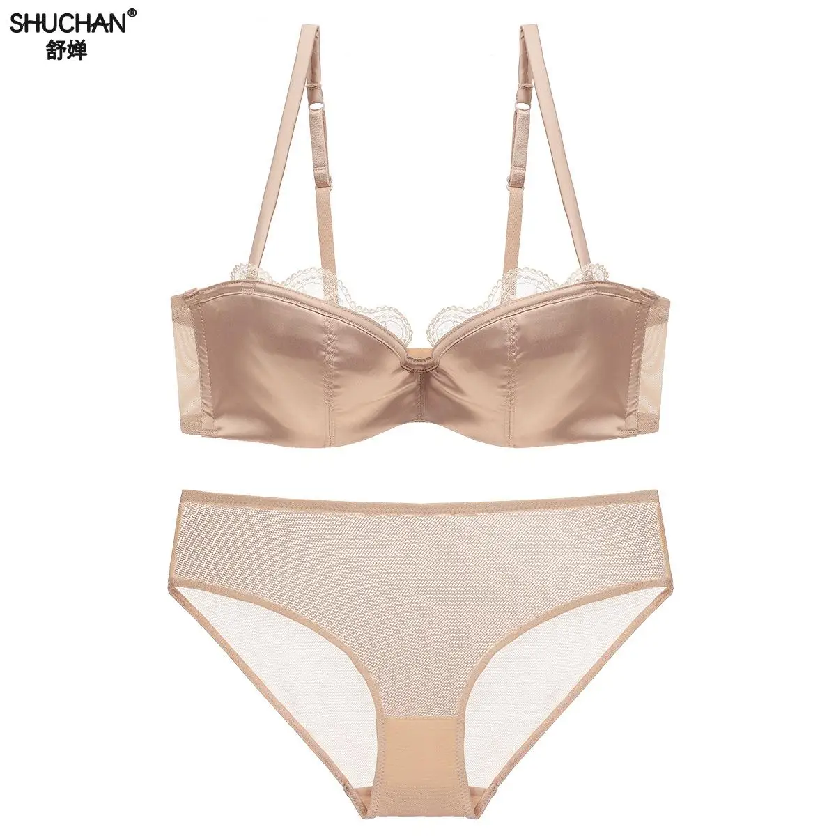 

SHUCHAN Every Day Push Up Bra Set Lingerie Women Underwear Sets Intimates Ruffles Black White Big Size Bra Brief No Trace W268