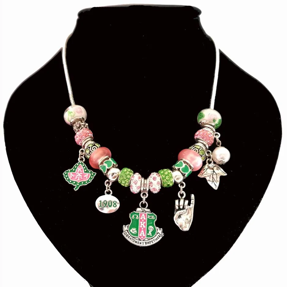 Necklace AKA буквы розовый зеленый женский 1908 лист плюща ювелирные подвески - Окраска металла: Necklace