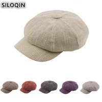 siloqin elegant fashion flat cap for men women newsboy caps 2019 new style colored stitching octagonal hat painter hats unisex