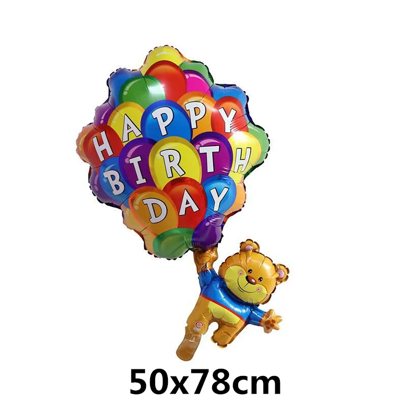 bear happy birthday Гавайская тема вечерние воздушные шары из фольги Фламинго Ананас мороженое фрукты воздушные шары летние вечерние украшения - Цвет: bear happy birthday