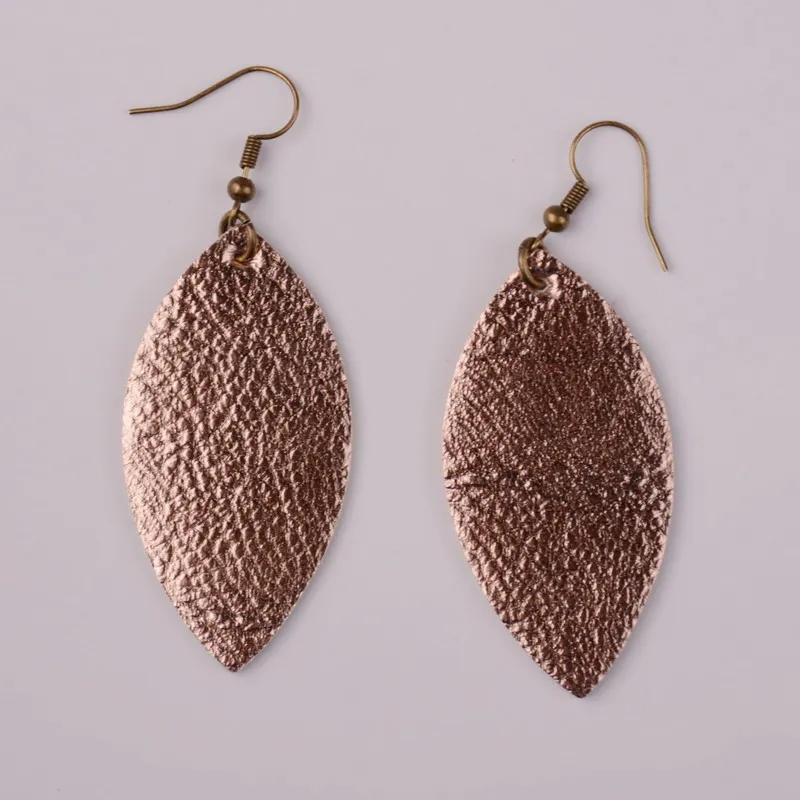 Rainbery New Cutting Leaf Feather Earrings PU Leather Sequins Looking Various MultiColors Bohemia Water Drop Dangle Earring | Украшения и