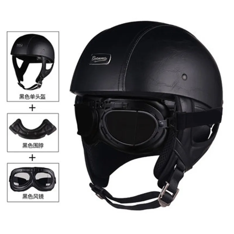 Винтажный мотоциклетный шлем на пол лица немецкий Ретро Kask Cafe Racer Scooter Cruiser Chopper
