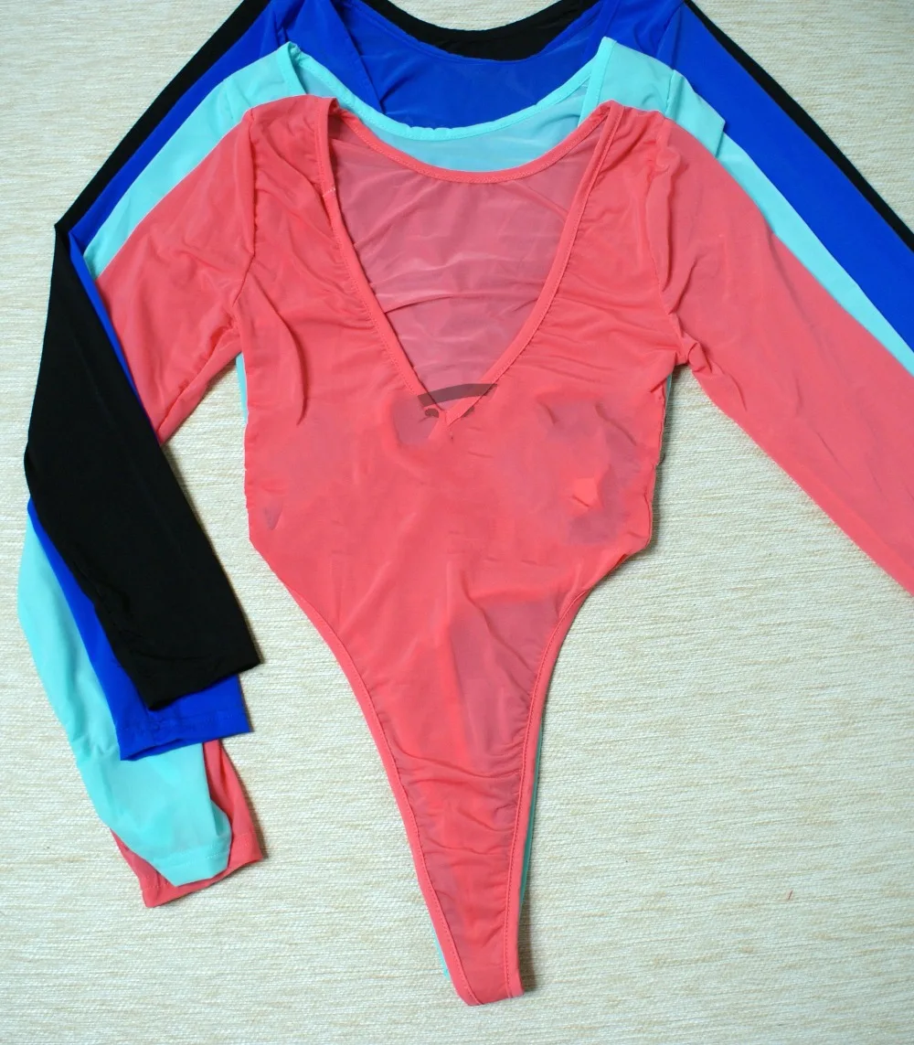 Сексуальное прозрачное боди с высоким вырезом стринги женское из тонкого