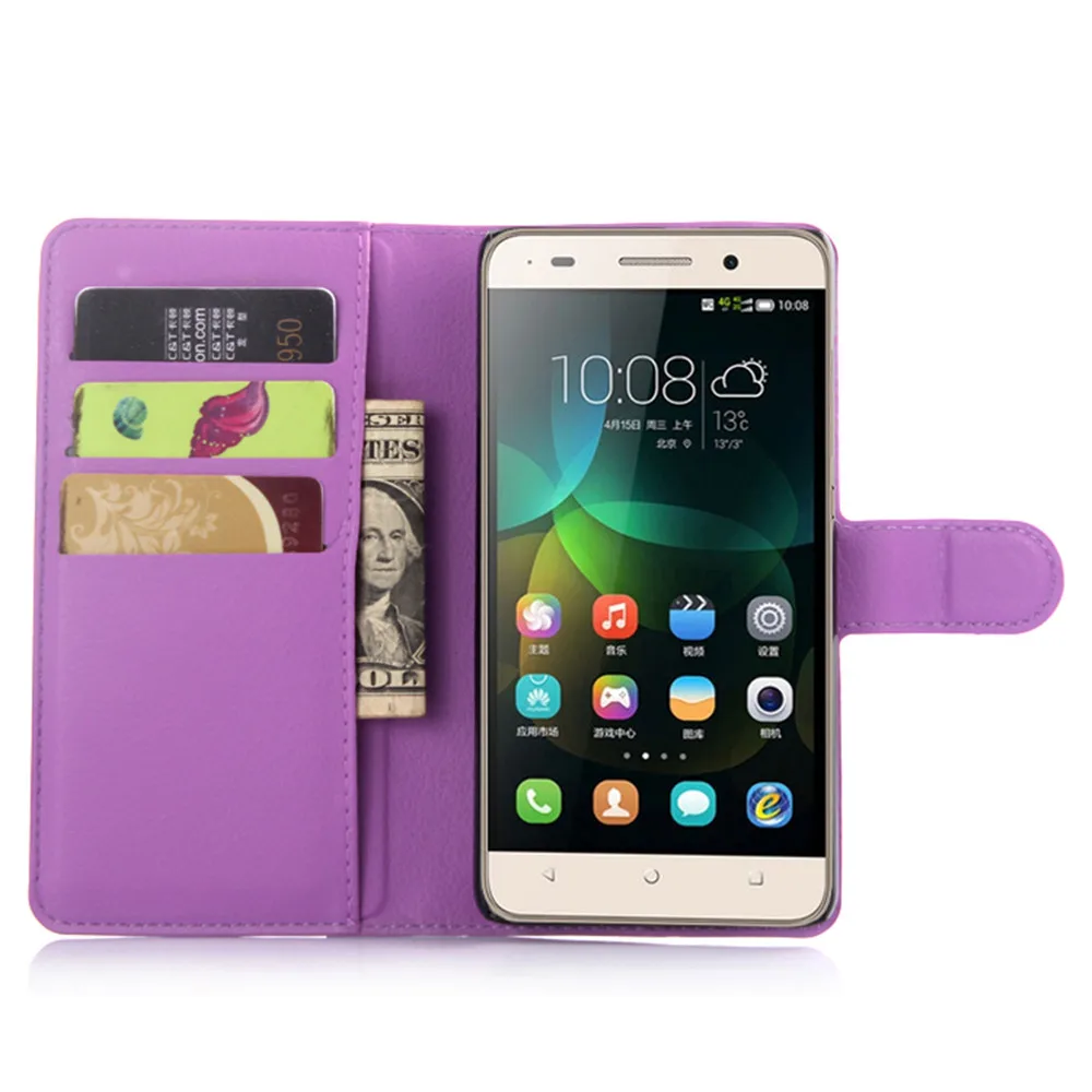Чехол-книжка ручной работы из искусственной кожи личи для Huawei Honor 4C G Play Mini с
