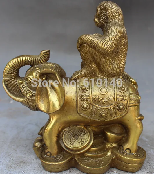 6 &quotКитайский Фэншуй бронза латунь Богатство Благоприятный Слон Обезьяна персик