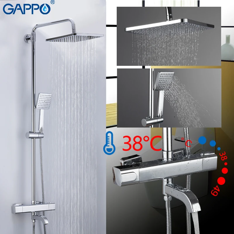 Душевая система GAPPO, смеситель для ванны и душа, набор с термостатом и насадкой «Водопад»