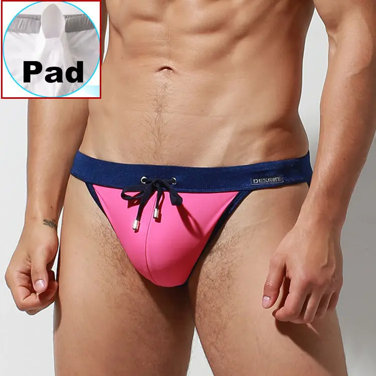 S3937 Pink Пуш-ап Pad плавательные мужские трусы Сексуальная Гей одежда для плавания Бикини плавки Мужской купальный костюм Танга купальный костюм шорты Desmiit zwembroek - Цвет: S3937 Pink